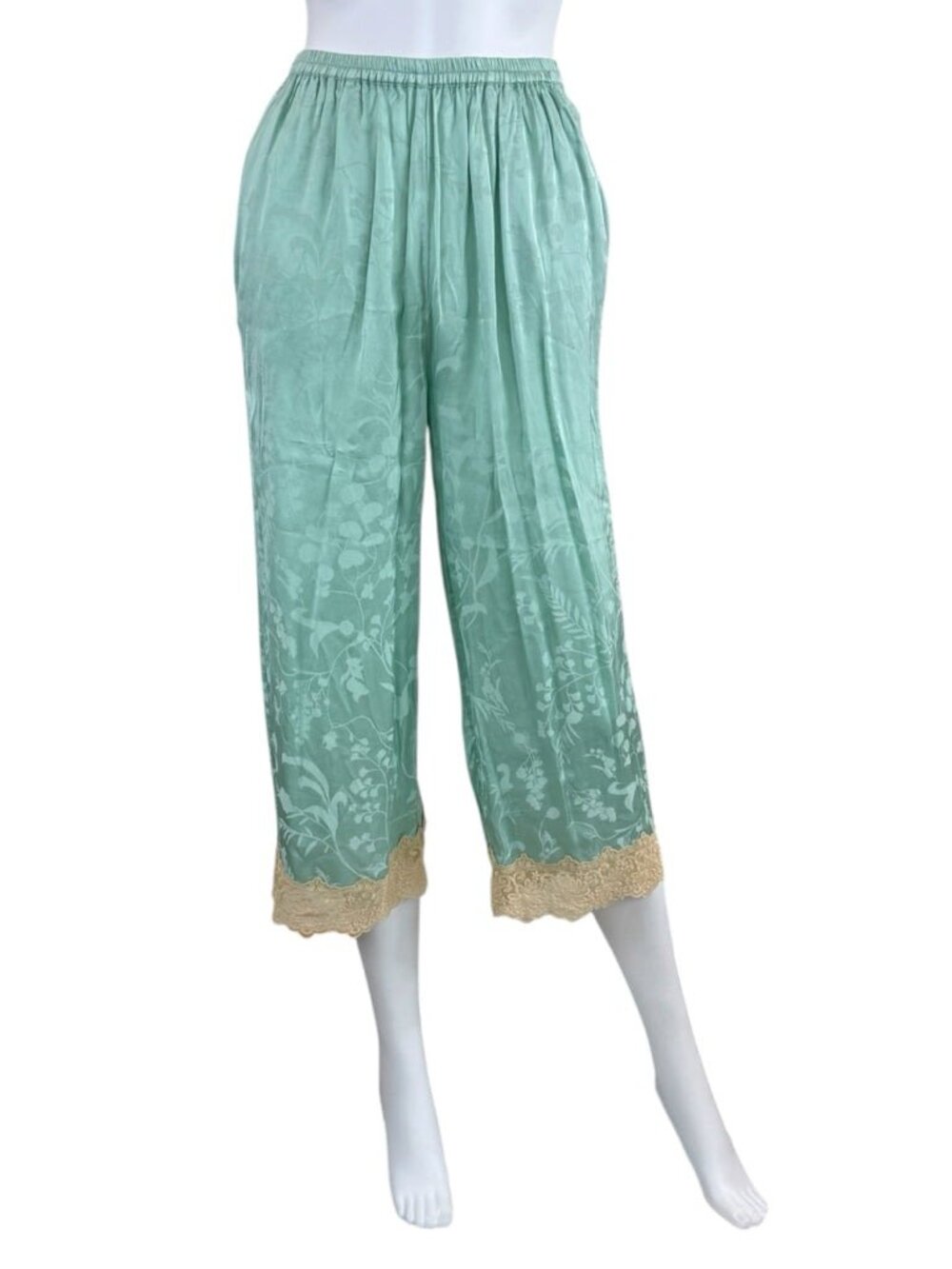 Spell & the Gypsy Collective Green Floral Jacquard Pants Size XS